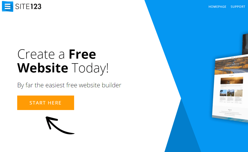 Цена - бесплатно / премиум начинается с 10,8 $   Site123 является последним из множества создателей веб-сайтов и утверждает, что предлагает самый простой в своем роде конструктор сайтов в Интернете